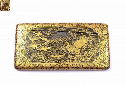 1900's Japanese Mixed Metal Gilt Iron Komai Damascene Card Case