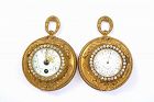 Antique French Cassio Gilt Bronze Ormolu Boudoir Clock & Barometer