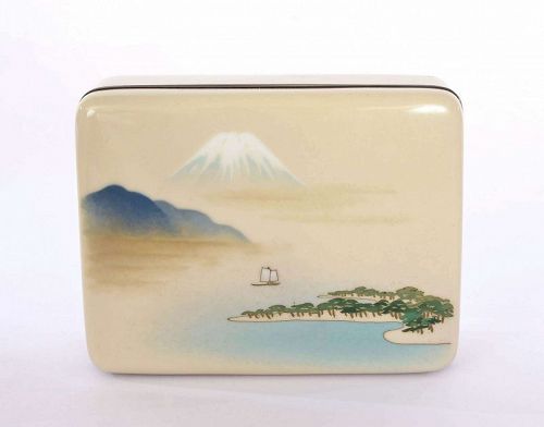 Japanese Silver Rim Wireless Cloisonne Enamel Box Ando