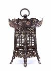 19C Japanese Iron Lacquered Shibayama Mother of Pearl Inlay Lantern