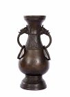 17C Chinese Bronze Pear-Shaped Dragon-Handled Vase 1230 Gram