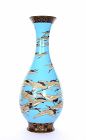 1910's Japanese Cloisonne Enamel Shippo Vase Crane 18.2"