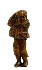 19C Japanese Wood Carved Carving Netsuke Gamma Sennin Figurine