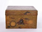 1900's Japanese Makie Lacquered Wood Carved Boko Box