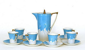 13 Old Japanese Nippon Chocolate Tea Set Crane Bird