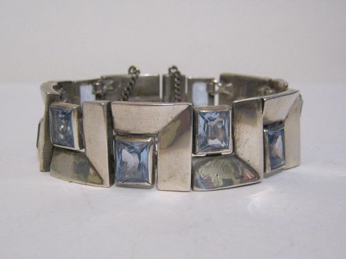 Antonio Pineda Taxco 970 Silver & Blue Stone Bracelet Modernist