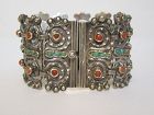 Matilde Poulat MATL Silver, Coral & Turquoise Bracelet Early Vintage