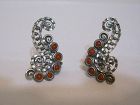 Matilde Poulat MATL Silver & Coral Earrings Vintage Mexican Silver