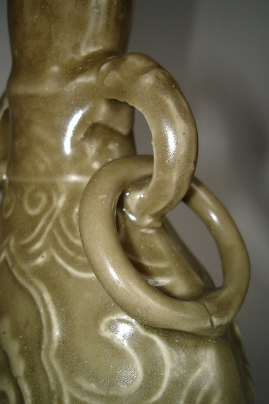 14th C Yuan Dynasty Longquan Celadon Pear Shaped Vase