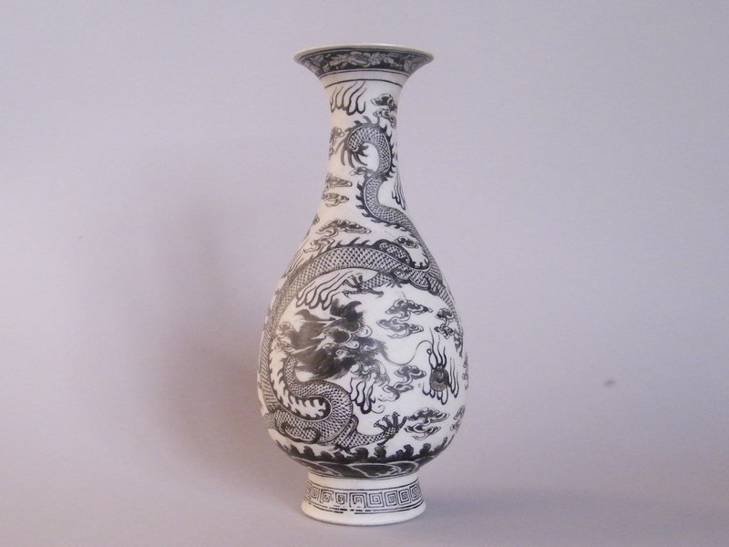 Rare Early 19C Biscuit Porcelain Dragon Vase Daoguang