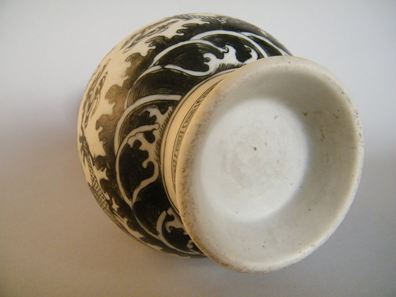 Rare Early 19C Biscuit Porcelain Dragon Vase Daoguang