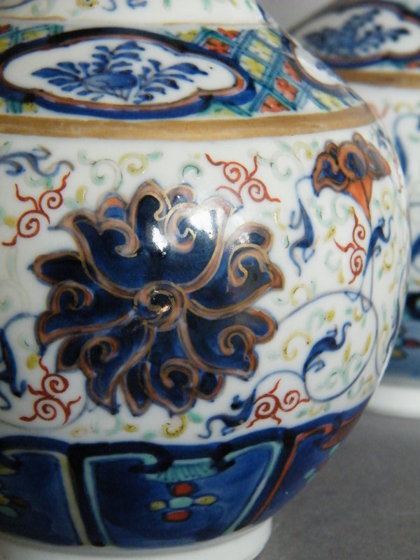Fine Pair Imperial Style Doucai Vases Kangxi Mk Guangxu