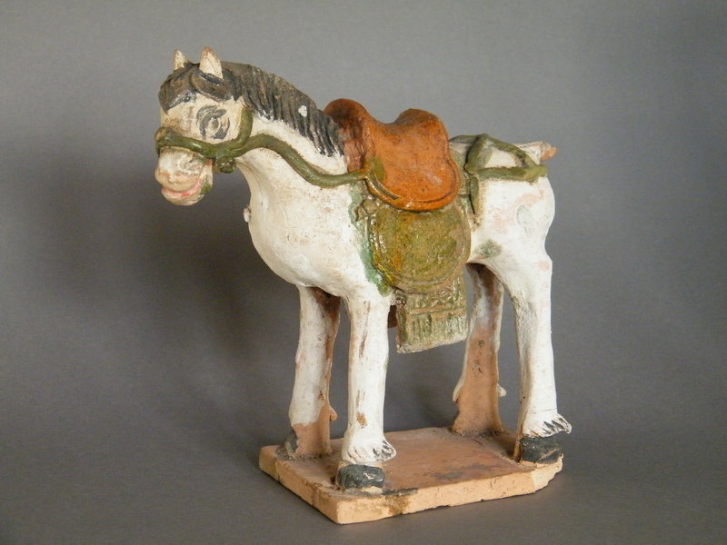 Painted & Glazed Ming Dynasty Pottery Horse (1368-1644)