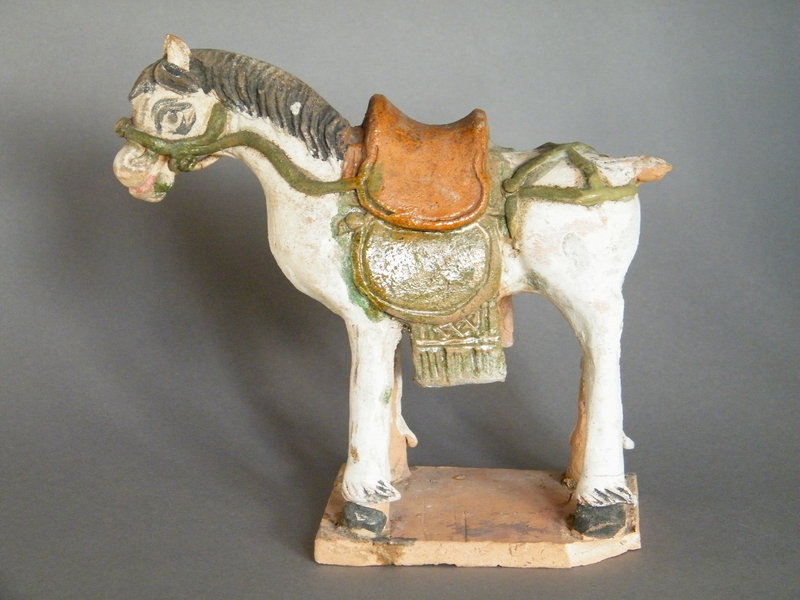 Painted &amp; Glazed Ming Dynasty Pottery Horse (1368-1644)
