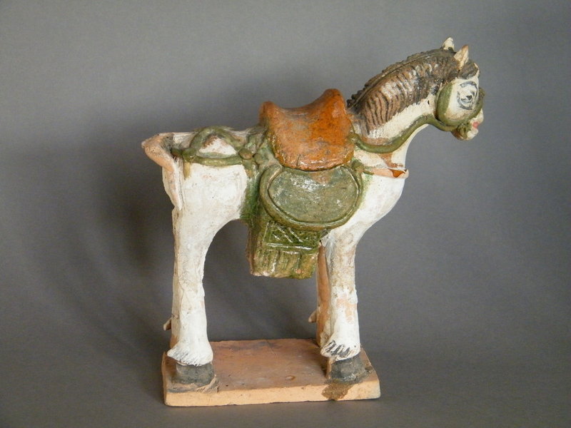 Painted &amp; Glazed Ming Dynasty Pottery Horse (1368-1644)