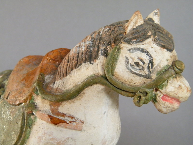 Painted &amp; Glazed Ming Dynasty Pottery Horse (1368-1644)