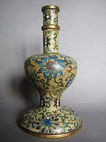 Yellow Ground Cloisonne Alter Vase Qianlong 1736-1795