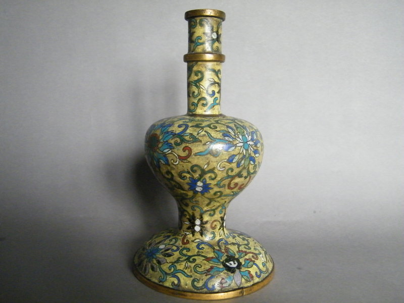 Yellow Ground Cloisonne Alter Vase Qianlong 1736-1795