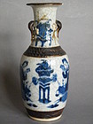 19th Century Blue & White Crackle Glaze Vase c1865-1875
