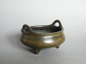 Fine 17thCent Chinese Bronze Censer Rare Mark "Cang Ju"