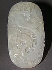 Fine 18thC White Jade Falconer's Dragon Plaque Qianlong