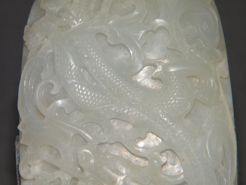 Fine 18thC White Jade Falconer's Dragon Plaque Qianlong