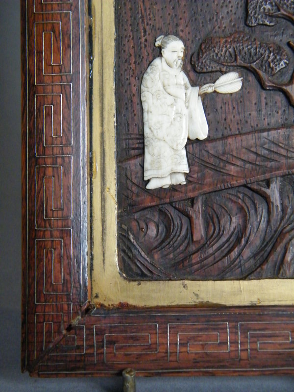 Carved Hardwood Panel possibly Zitan, Guangxu 1875-1908