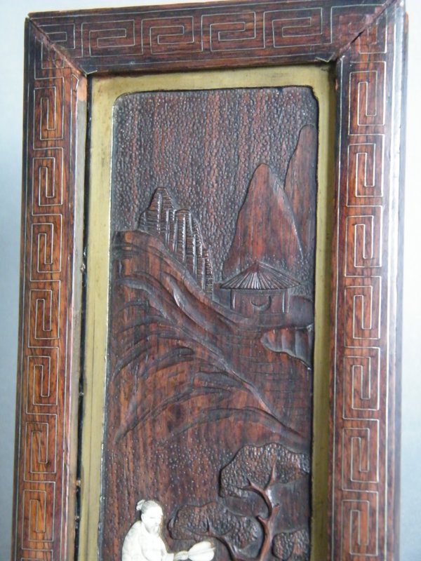 Carved Hardwood Panel possibly Zitan, Guangxu 1875-1908