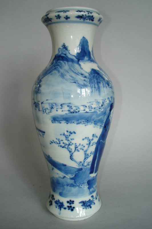 19th Century Chinese Blue &amp; White Vase Kangxi Mark