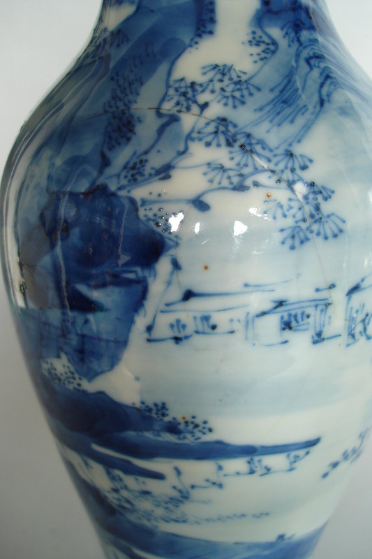 19th Century Chinese Blue &amp; White Vase Kangxi Mark