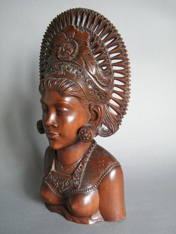 Large Carved Hardwood Bust from Bali circa 1920-1950