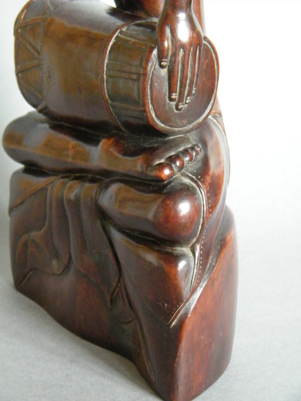 Early 20th Century Carved Wood Drummer  from Bali