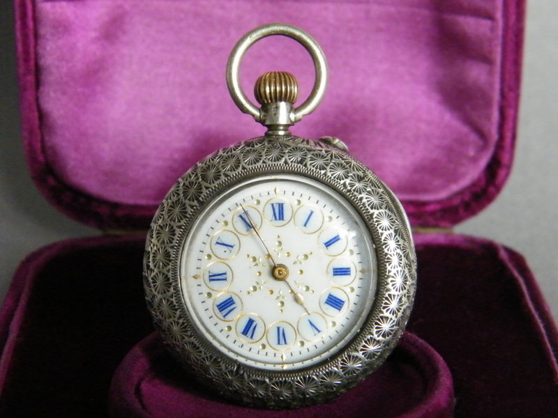 Cased French Ladies Silver Pocket Watch c1890-1910