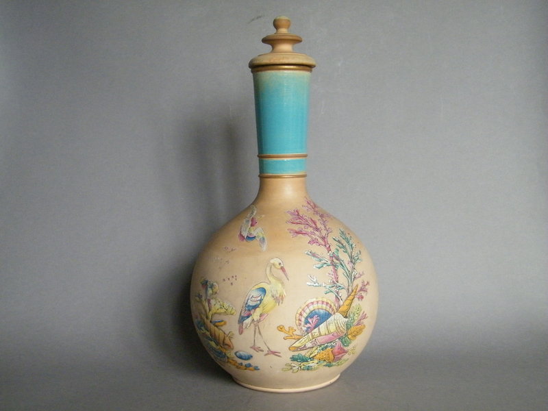 Victorian Watcombe Pottery Terracotta Bottle Vase c1878