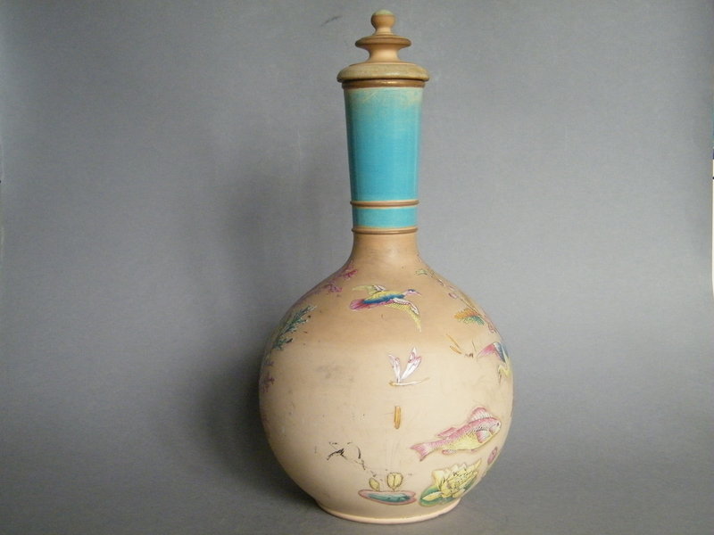 Victorian Watcombe Pottery Terracotta Bottle Vase c1878