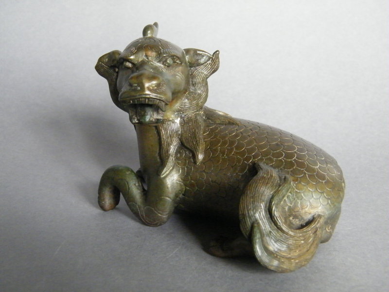 Rare Mid 17th C  Bronze Qilin Paper Weight , c1620-1680