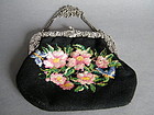 German Embroidered Handbag with Silver Clasp 1900-1910