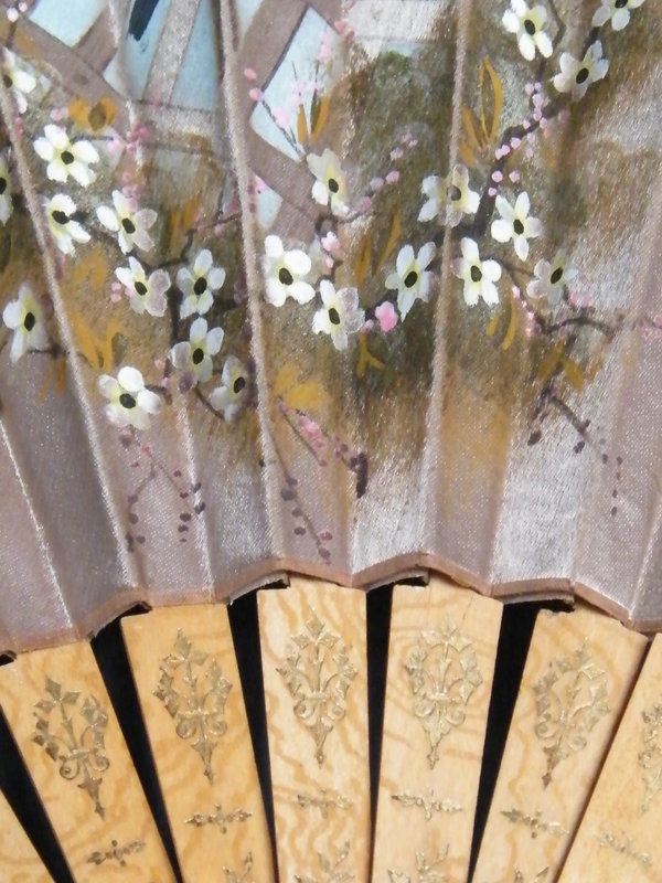 Fine Hand Painted Silk Satin Ladies Fan made circa 1898