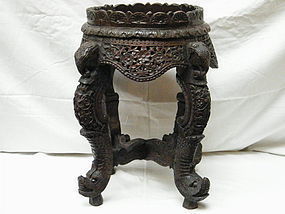 Heavily Carved Anglo Indian Hardwood Stand c1870-1910