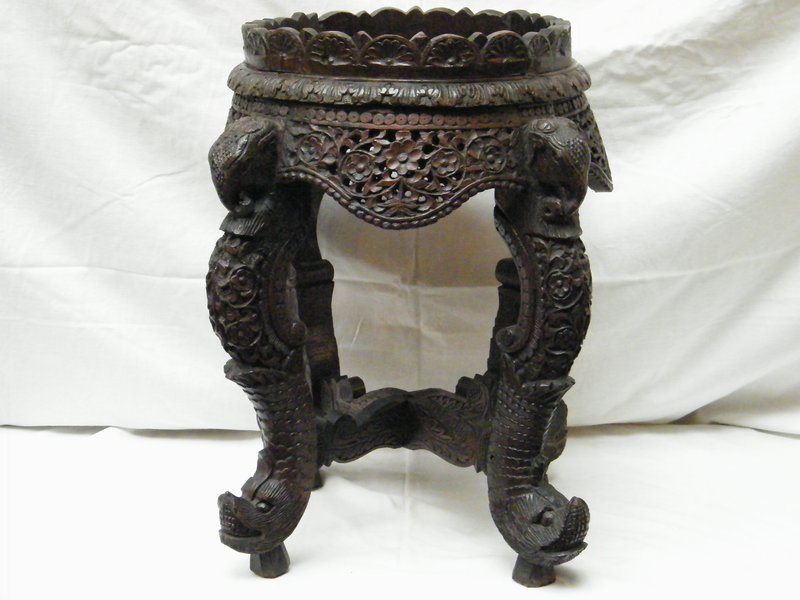 Heavily Carved Anglo Indian Hardwood Stand c1870-1910