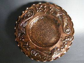 30cm Copper Arts and Crafts Plaque circa 1890-1910