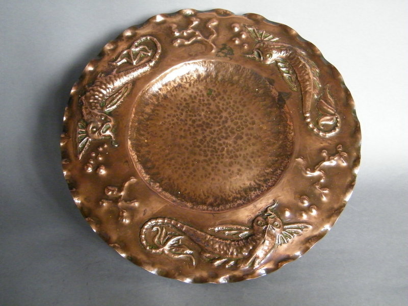 30cm Copper Arts and Crafts Plaque circa 1890-1910