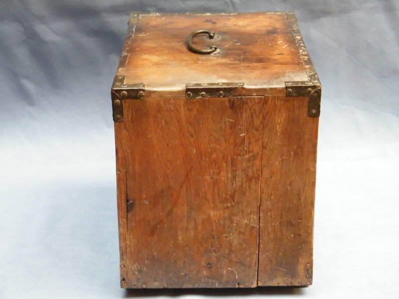 19th Century Japanese  Metal Bound Wood Cabinet