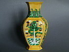Yellow Ground Susancai 6-Sided Dragon Vase 1895-1920
