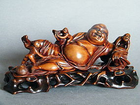 Rare 18th Cent Carved Hardwood Budai Qianlong 1736-1795 **SOLD**