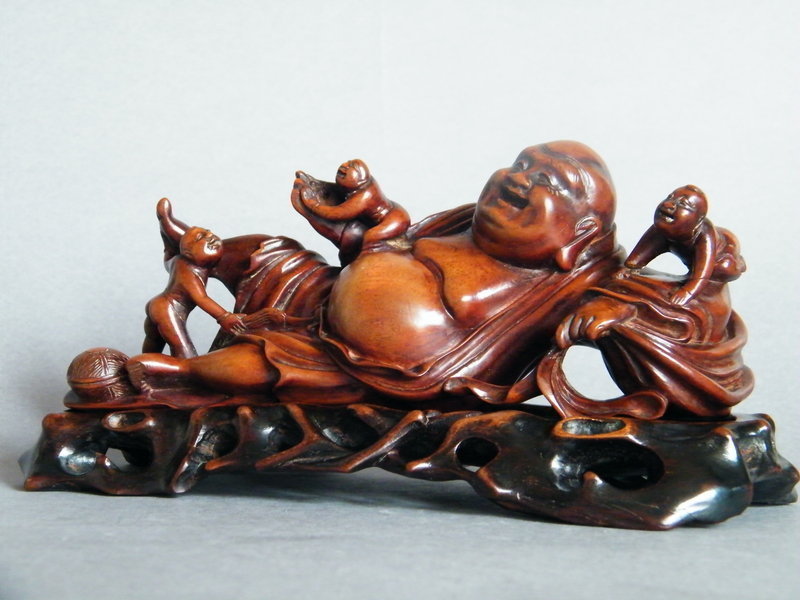 Rare 18th Cent Carved Hardwood Budai Qianlong 1736-1795 **SOLD**