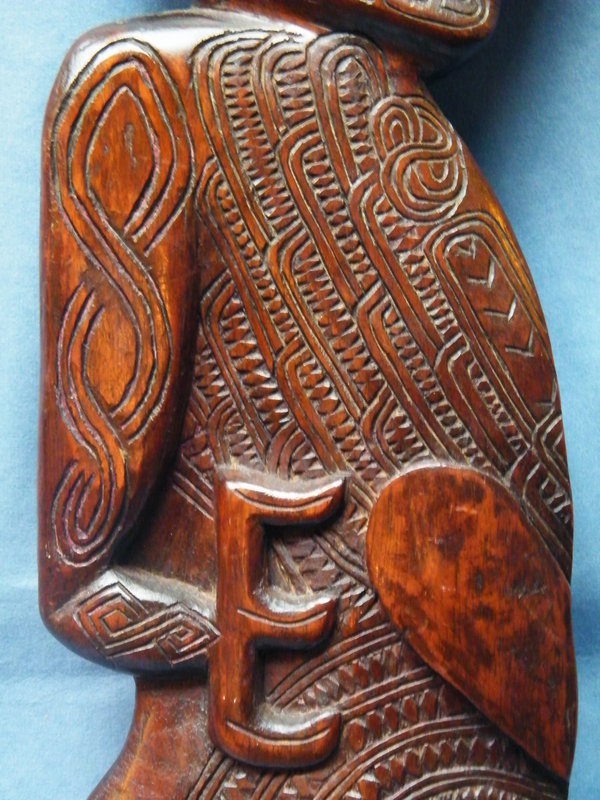 Carved Hardwood Tattooed Maori Plaque circa 1920-1950
