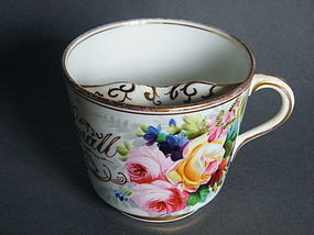 Hand Painted Victorian Moustache Cup - Dated 1882