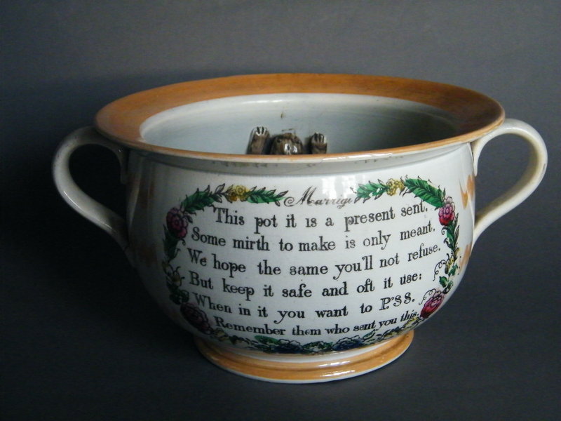 Rare Early Victorian &quot;Marrige Present&quot; Frog Chamber Pot