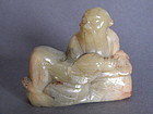 19C Soapstone Carving of a Scholar - Late Qing Dynasty